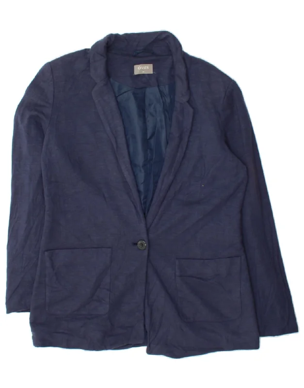 Comfortable Outfit For Women OASIS Womens 1 Button Blazer Jacket UK 10 Small Navy Blue Viscose