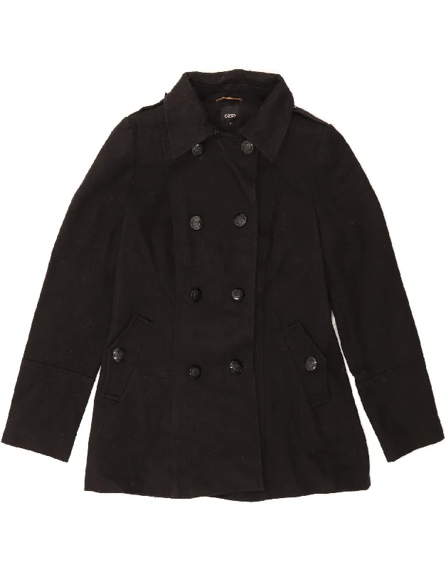 Women's Elegant Evening Attire OASIS Womens Pea Coat UK 10 Small Black Wool