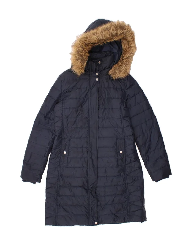 Flash Sale Or Flash Sales TOMMY HILFIGER Womens Hooded Padded Coat UK 14 Medium Navy Blue Polyester