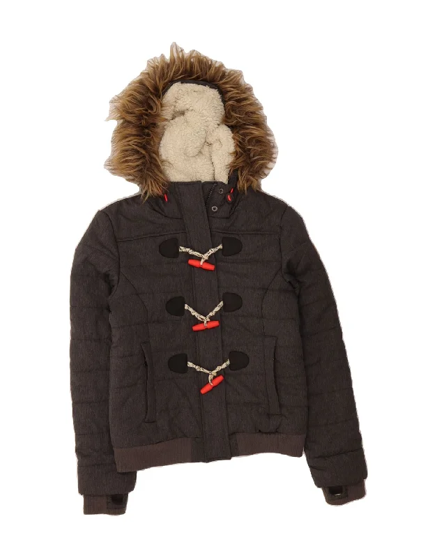 Women's Plus-Size Casual Outfit SUPERDRY Womens Hooded Padded Jacket UK 14 Medium Grey Polyester Women's Plus-Size Casual Outfit SUPERDRY Womens Hooded Padded Jacket UK 14 Medium Grey Polyester