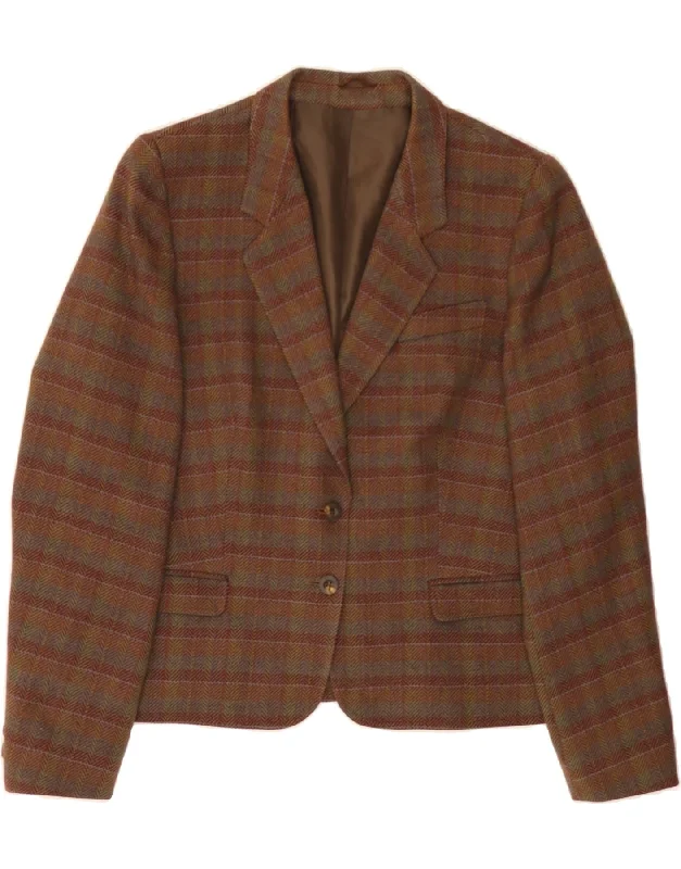 Modern Women's Clothes HUCKE Womens 2 Button Blazer Jacket EU 40 Medium Brown Check New Wool Modern Women's Clothes HUCKE Womens 2 Button Blazer Jacket EU 40 Medium Brown Check New Wool