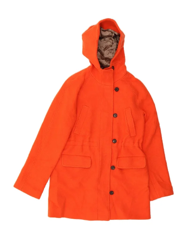 Comfortable Women's Clothes J. CREW Womens Hooded Overcoat US 10 Large Orange Wool