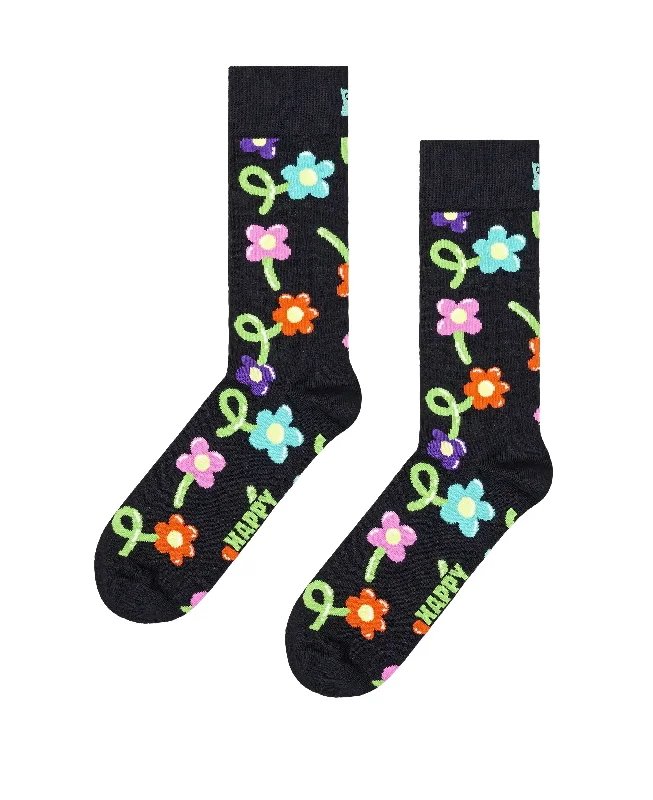 Women's Clothing For Travel Balloon Flower Socks - Black
