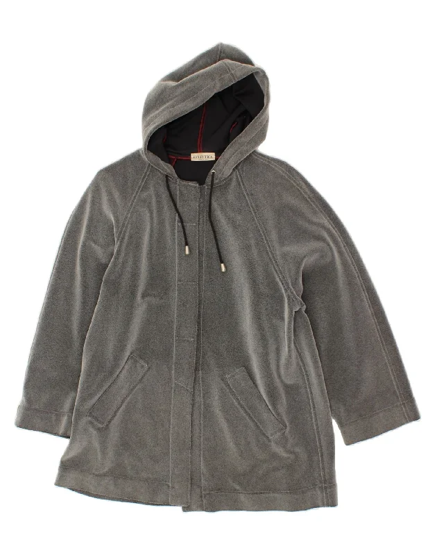 Women's Outerwear for All Weather Conditions VINTAGE Womens Hooded Overcoat UK 18 XL Grey