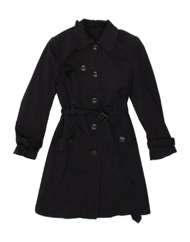Boutique Dress Online LAURA ASHLEY Womens Trench Coat UK 12 Medium Navy Blue