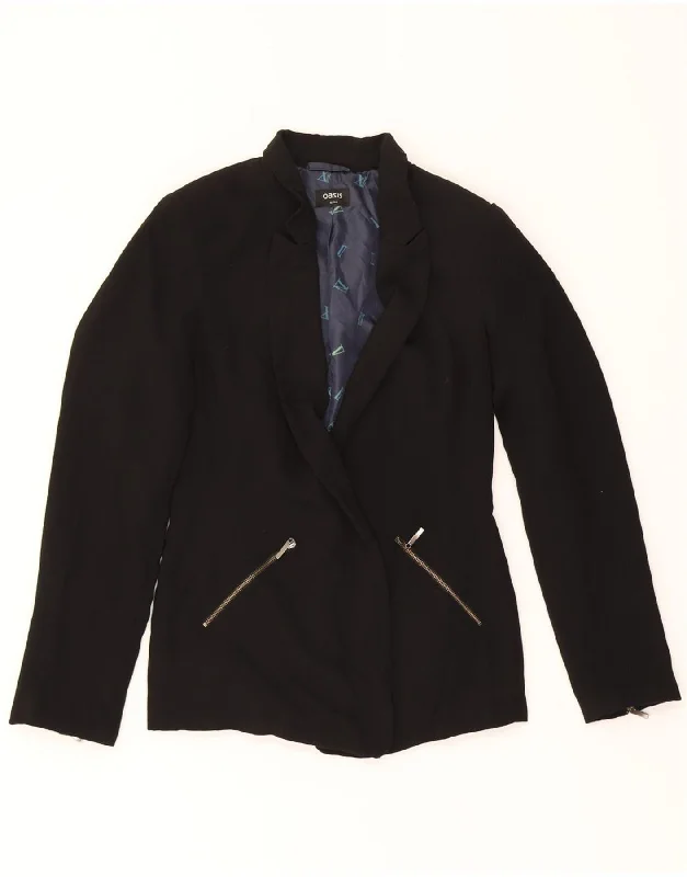 Sustainable Women's Apparel OASIS Womens Blazer Jacket UK 8 Small Black Polyester