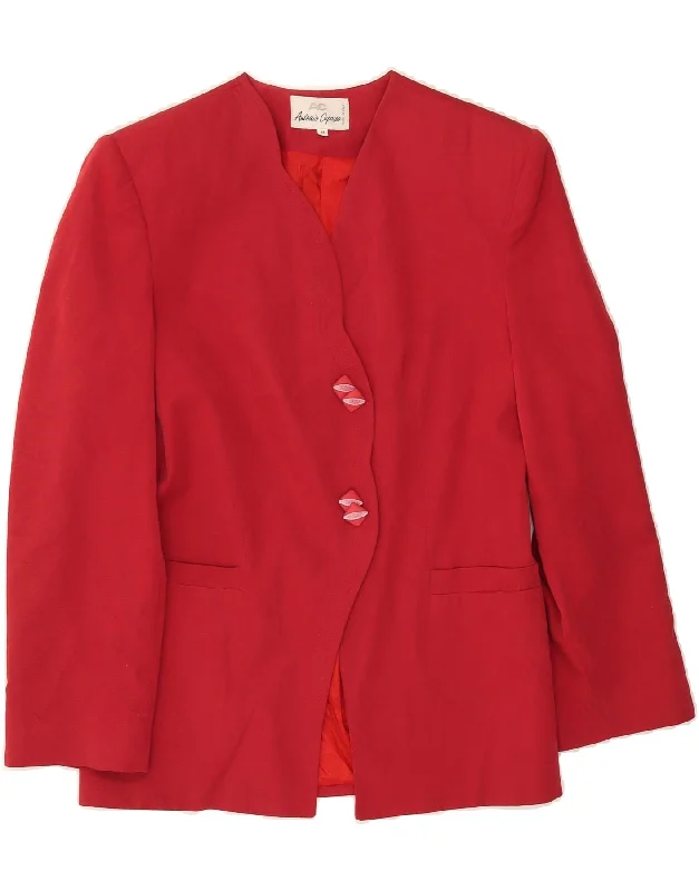 Eclectic Fashion ANTONIO CAPASSO Womens 2 Button Blazer Jacket IT 44 Medium Red