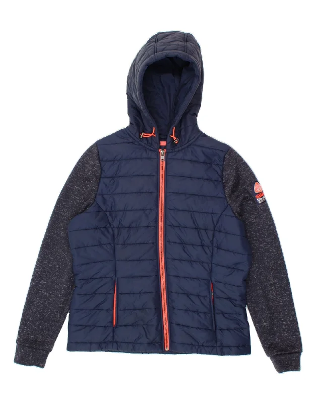 Festival Fashion SUPERDRY Womens Graphic Padded Jacket UK 16 Large Navy Blue Colourblock Festival Fashion SUPERDRY Womens Graphic Padded Jacket UK 16 Large Navy Blue Colourblock