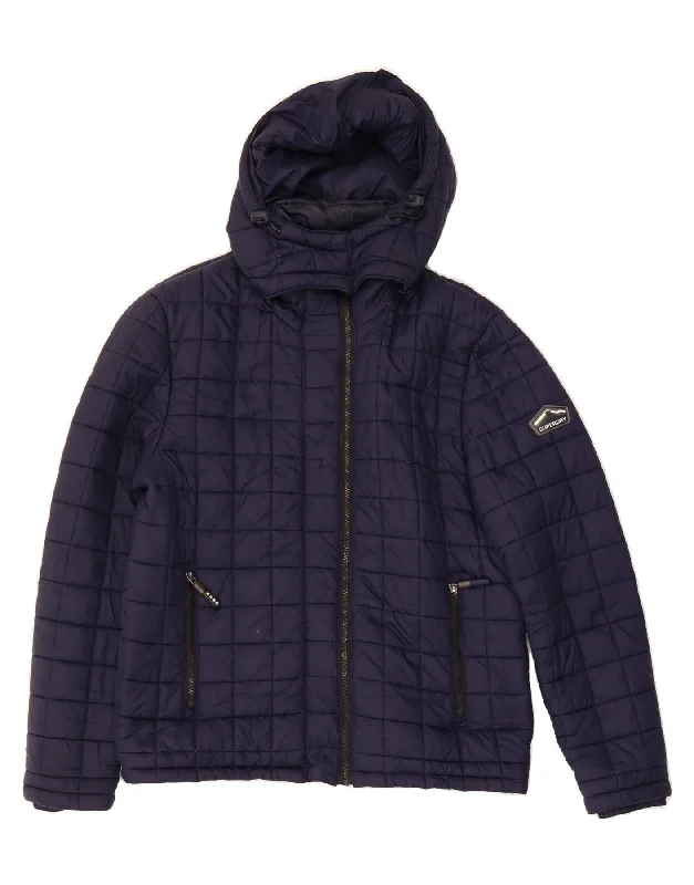 Casual Clothes For Women SUPERDRY Womens Hooded Padded Jacket UK 16 Large Navy Blue Polyester Casual Clothes For Women SUPERDRY Womens Hooded Padded Jacket UK 16 Large Navy Blue Polyester