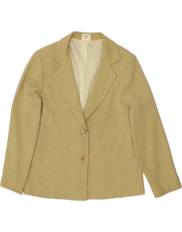 Clothes Woman VINTAGE Womens 2 Button Blazer Jacket UK 16 Large Khaki Polyester