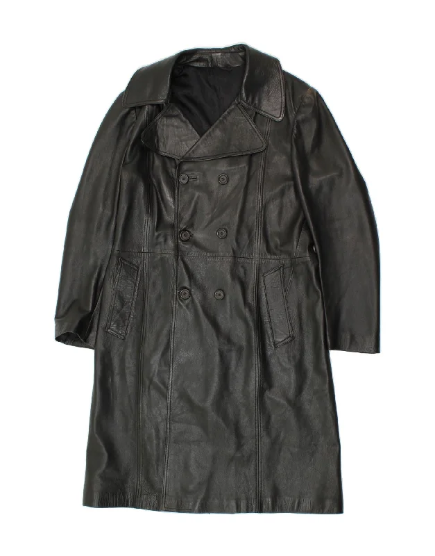 Flash Discount VINTAGE Womens Leather Coat IT 50 XL Black Leather