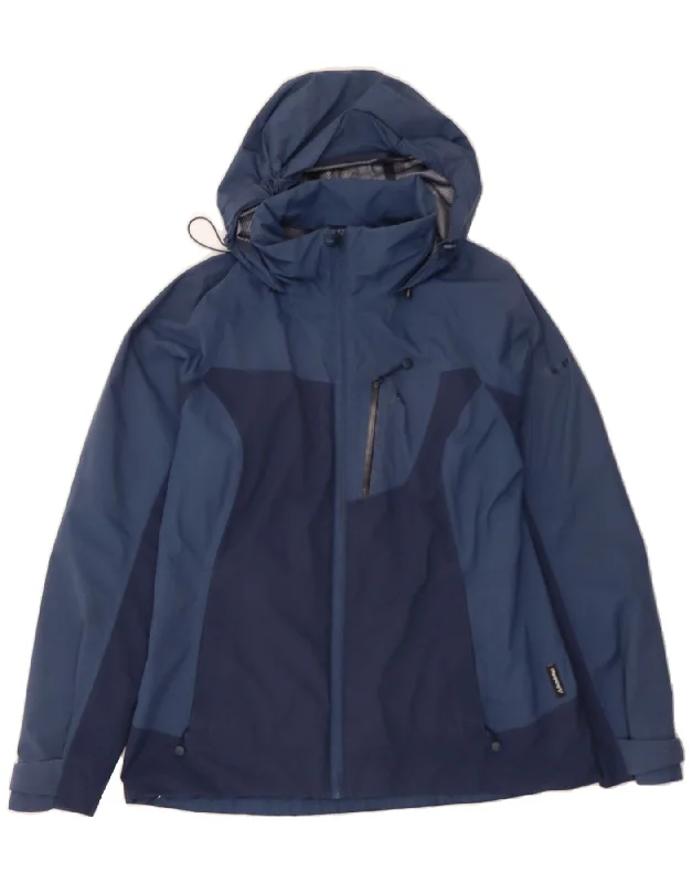 Luxury Women's Clothes SCHOFFEL Womens Hooded Rain Jacket UK 14 Medium Navy Blue Colourblock Luxury Women's Clothes SCHOFFEL Womens Hooded Rain Jacket UK 14 Medium Navy Blue Colourblock