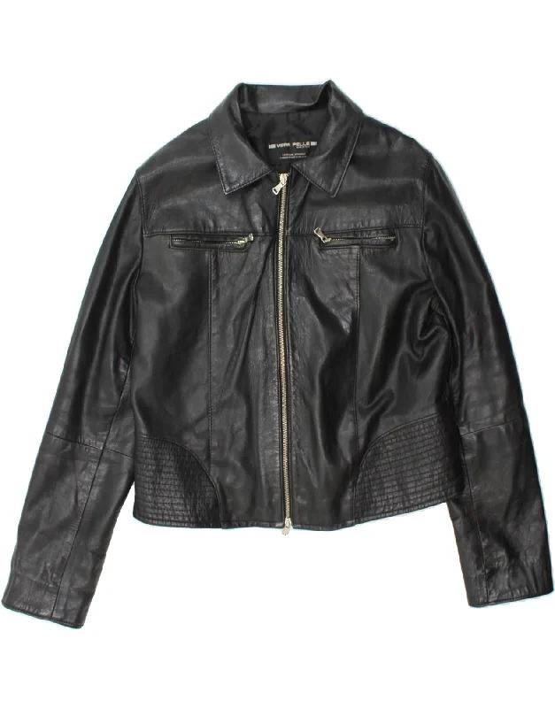 Women's Contemporary Apparel VINTAGE Womens Leather Jacket UK 12 Medium Black Leather Women's Contemporary Apparel VINTAGE Womens Leather Jacket UK 12 Medium Black Leather