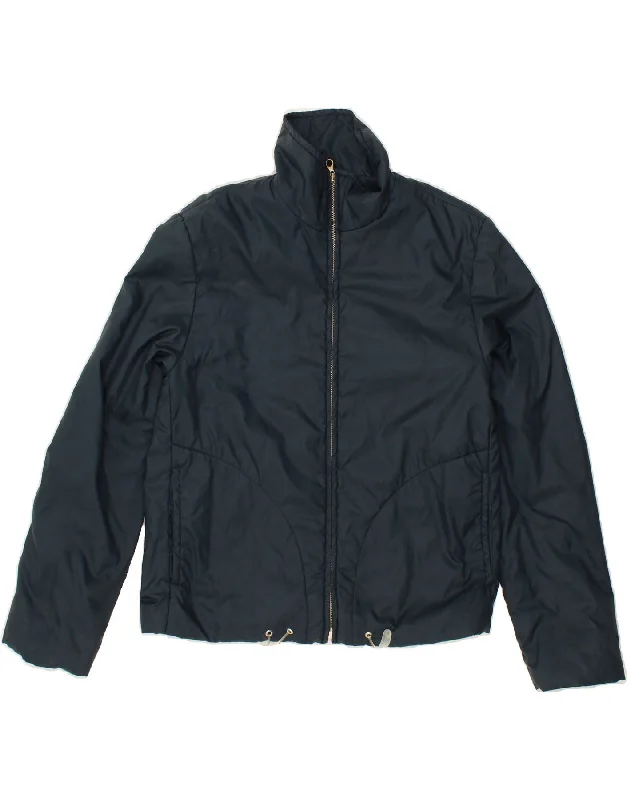 Women's Active Outfit For Fitness BENETTON Womens Windbreaker Jacket UK 10 Small Navy Blue Polyester