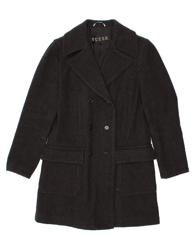Women's Holiday Outfit GUESS Womens Pea Coat UK 10 Small Grey Wool