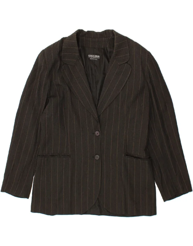 Chic Clothing For Women GIORGIO ARMANI Womens 2 Button Blazer Jacket IT 48 XL Grey Striped Wool