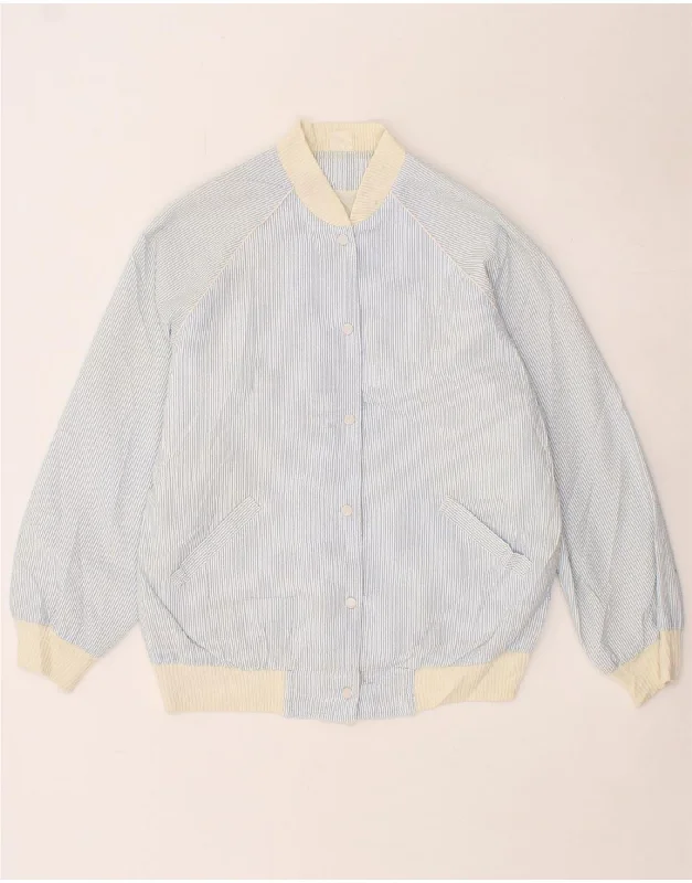 Women's Outfit VINTAGE Womens Varsity Jacket UK 16 Large Blue Pinstripe