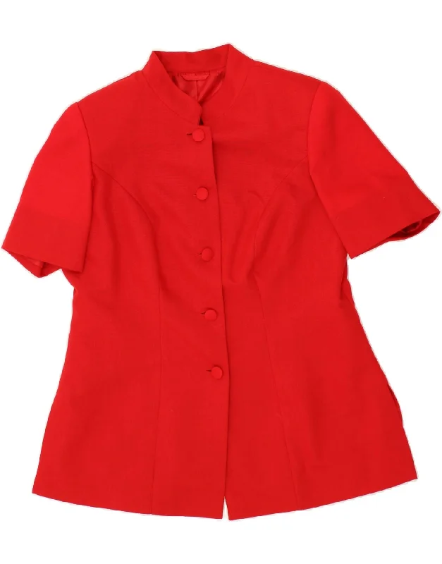 Women's Street Style Casual Wear VINTAGE Womens 5 Button Short Sleeve Blazer Jacket UK 14 Medium Red Women's Street Style Casual Wear VINTAGE Womens 5 Button Short Sleeve Blazer Jacket UK 14 Medium Red