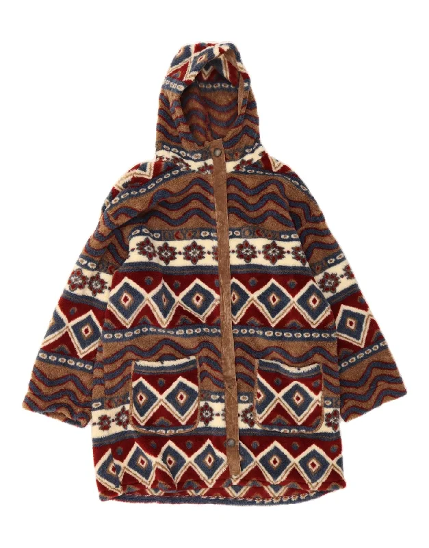 Women's Transitional Outfit VINTAGE Womens Hooded Fleece Overcoat UK 16 Large Brown Argyle/Diamond Women's Transitional Outfit VINTAGE Womens Hooded Fleece Overcoat UK 16 Large Brown Argyle/Diamond