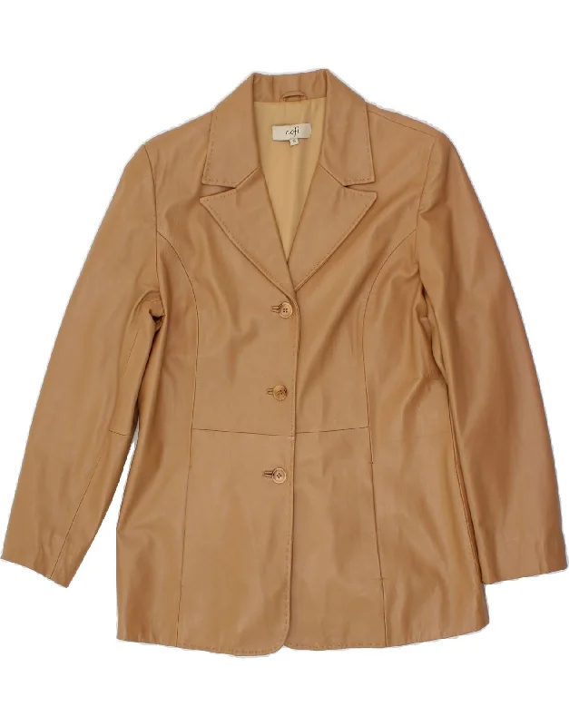 Stylish Everyday Clothing COFI Womens 3 Button Leather Blazer Jacket UK 16 Large Beige Leather Stylish Everyday Clothing COFI Womens 3 Button Leather Blazer Jacket UK 16 Large Beige Leather