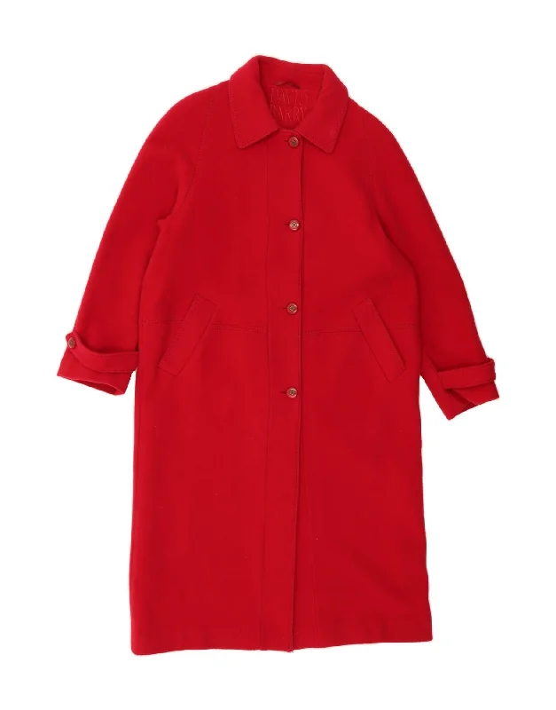 Women's Apparel VINTAGE Womens Overcoat UK14 Medium Red Wool Winter