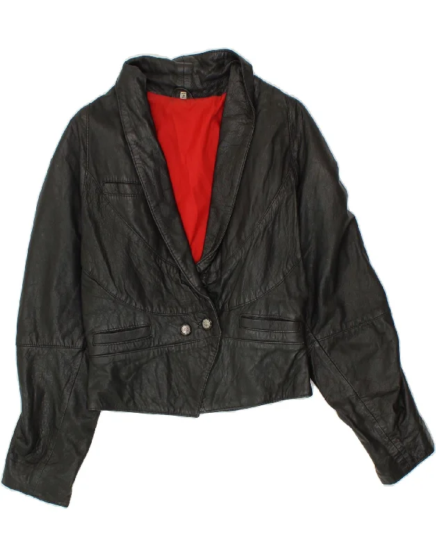 Women's Trendy Outfits VINTAGE Womens Loose Fit Leather Jacket IT 36 XS Black Leather Women's Trendy Outfits VINTAGE Womens Loose Fit Leather Jacket IT 36 XS Black Leather
