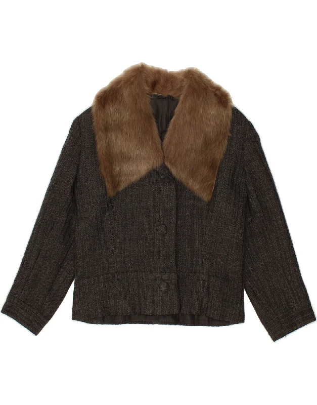 Women's Professional Outfit VINTAGE Womens 3/4 Sleeve 3 Button Blazer Jacket UK 8 Small Grey