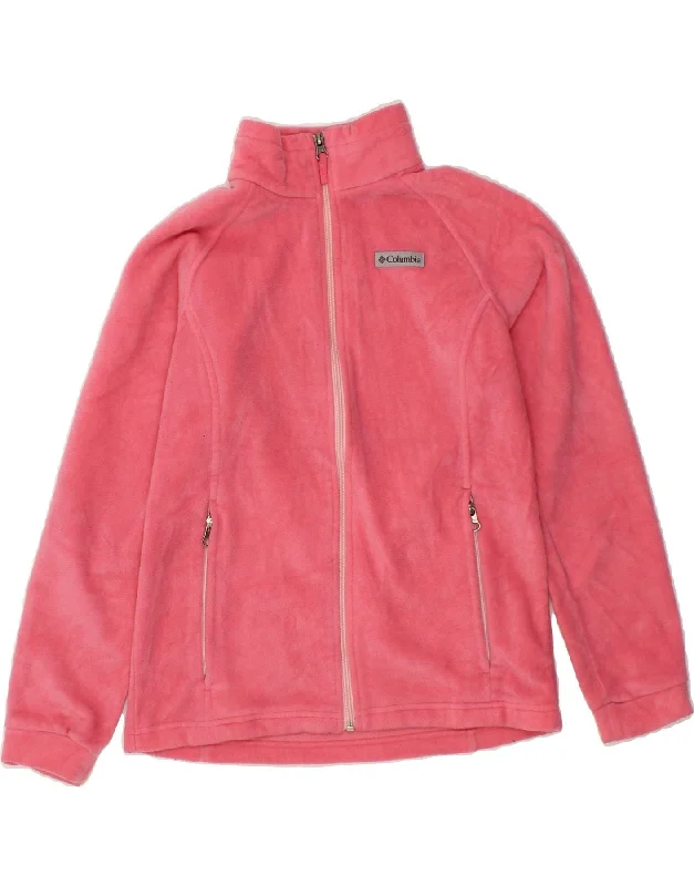 Athleisure Wear COLUMBIA Womens Fleece Jacket UK 14/16 Large Pink Polyester