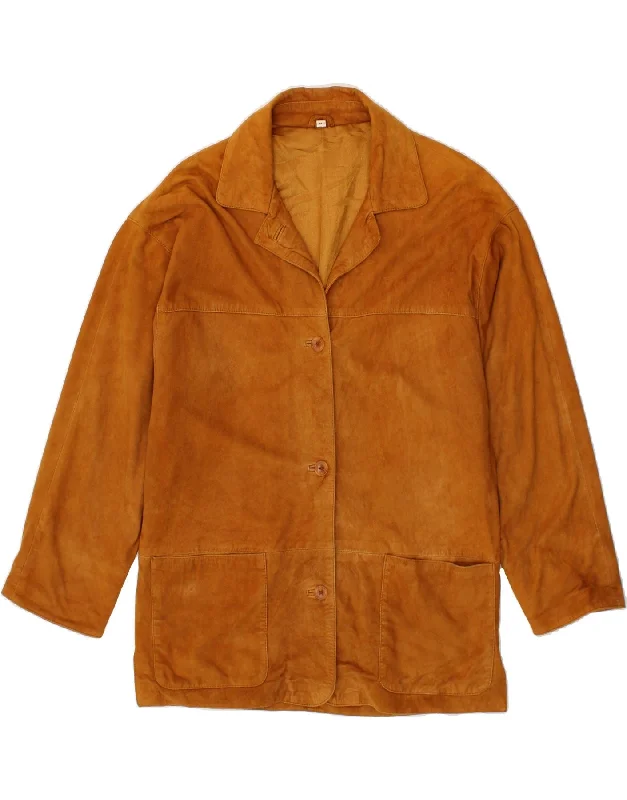 Women's Casual Wear Clothing VINTAGE Womens Suede Jacket UK 14 Medium Brown Leather