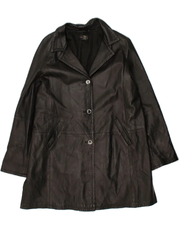 Affordable Fashion Clothing For Women VINTAGE Womens Leather Coat UK 18 XL Black Leather