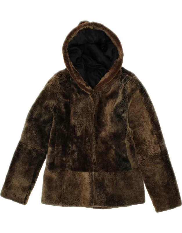 Classic Women's Clothing Styles VINTAGE Womens Hooded Faux Fur Jacket UK 12 Medium Brown Classic Women's Clothing Styles VINTAGE Womens Hooded Faux Fur Jacket UK 12 Medium Brown