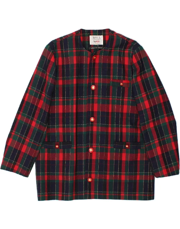 Clothes Of Woman AVOCA Womens 5 Button Blazer Jacket UK 18 XL Navy Blue Check Linen