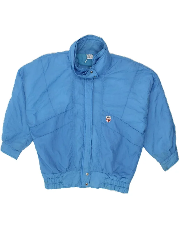 Women's Floral Print Outfit VINTAGE Womens Windbreaker Jacket EU 38 Medium Blue Polyamide