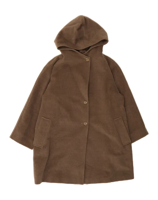 Sporty Streetwear MAX MARA Womens Oversized Hooded Overcoat UK 10 Small Grey Wool
