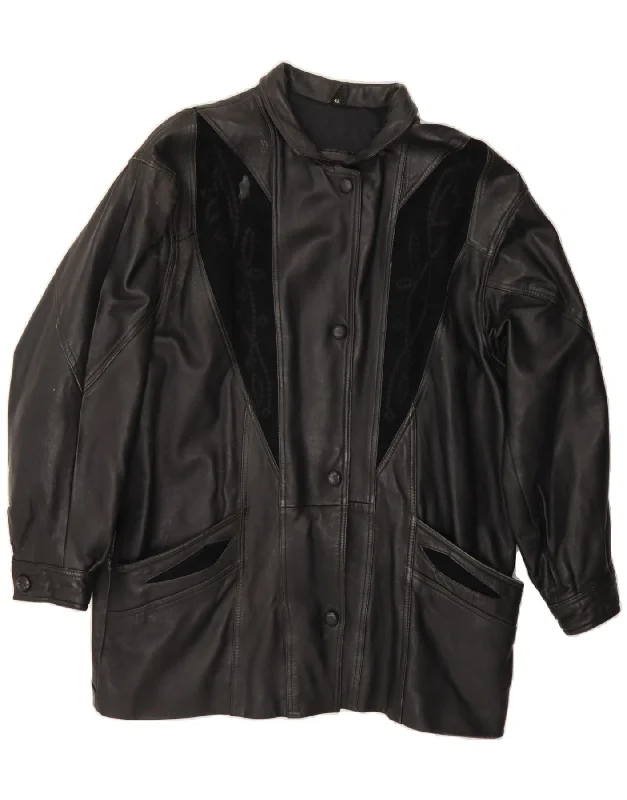 Timeless Women's Clothing SARDAR Womens Leather Coat IT 42 Medium Black Colourblock Leather