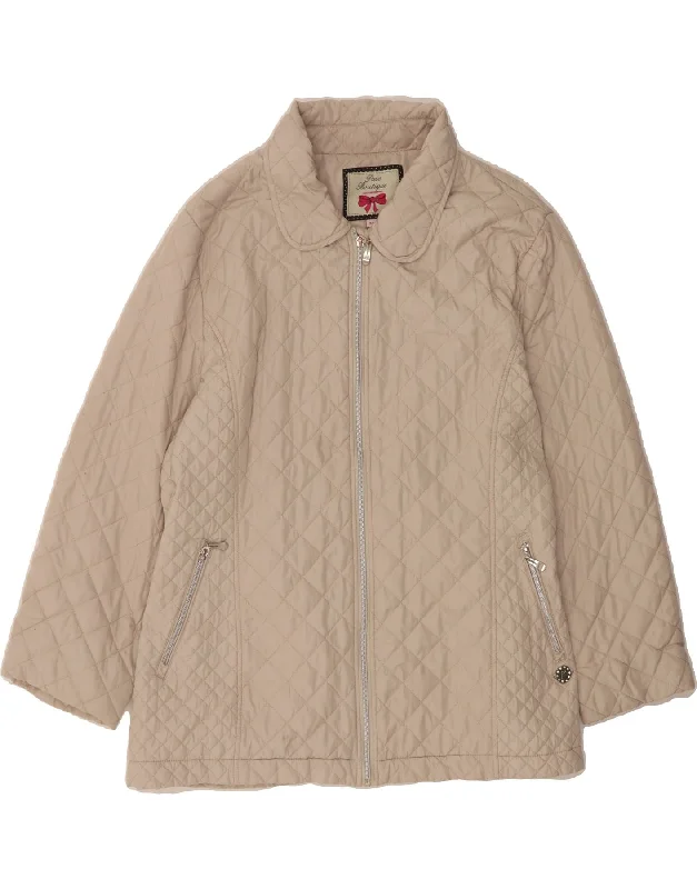 Women's Evening Wear for Special Occasions PACO Womens Quilted Jacket UK 22 3XL Beige Polyester