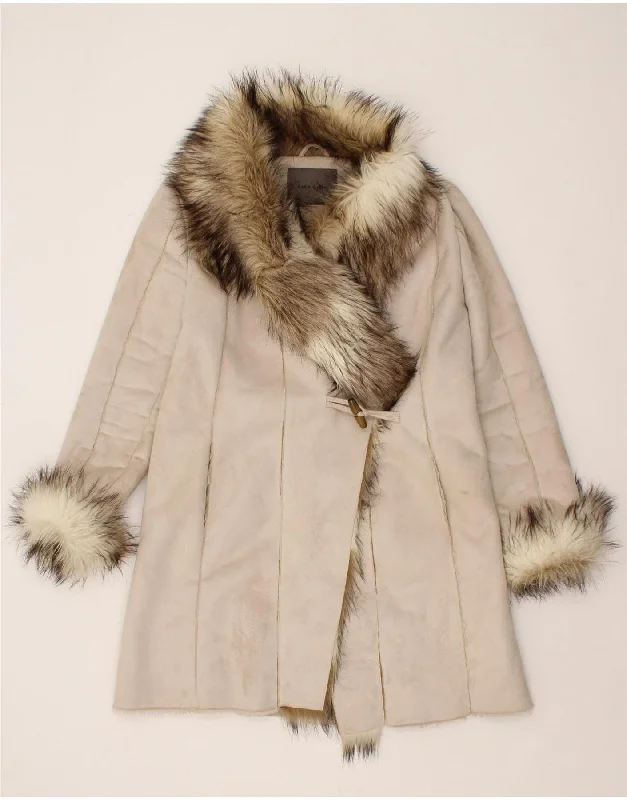 Casual Attire For Women ZARA Womens Overcoat UK 14 Medium White Polyester