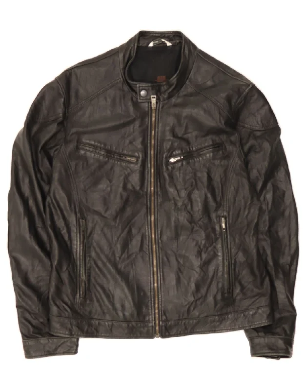 Women's Vacation Outfit Set VINTAGE Womens Biker Leather Jacket IT 52 2XL Black Leather
