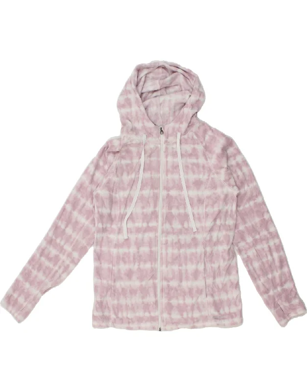 Women's Casual Outfit EDDIE BAUER Womens Hooded Fleece Jacket UK 16 Large Pink Tie Dye Polyester