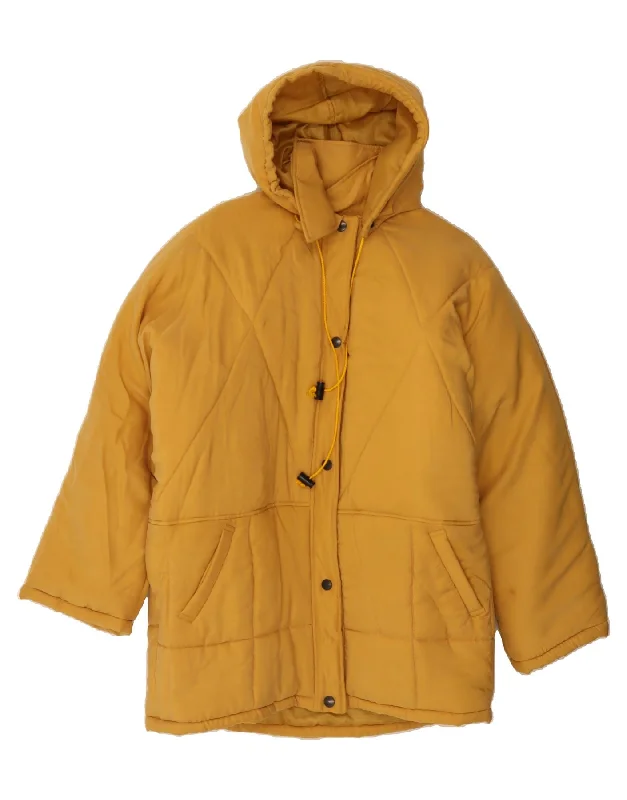 Women's Sporty Clothes VINTAGE Womens Hooded Padded Coat UK 14 Medium Yellow Nylon