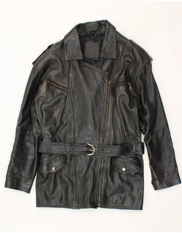 Casual Fashion VINTAGE Womens Leather Coat UK 10 Small Brown Leather