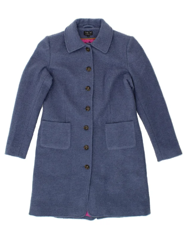 Fashionable Women's Wardrobe ZILCH Womens Overcoat UK 16 Large Blue Wool