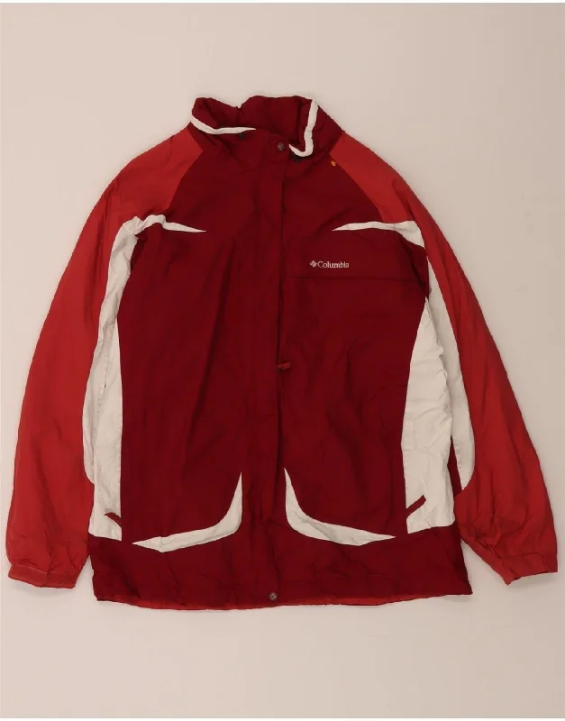 Formal Clothing For Women COLUMBIA Womens Windbreaker Jacket UK 16 Large Maroon Colourblock Nylon