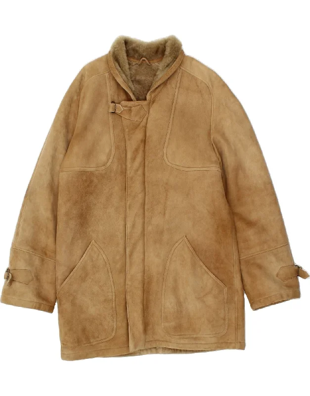 Affordable Women's Outfit VINTAGE Womens Shearling Coat IT 48 XL Brown Leather Winter Affordable Women's Outfit VINTAGE Womens Shearling Coat IT 48 XL Brown Leather Winter