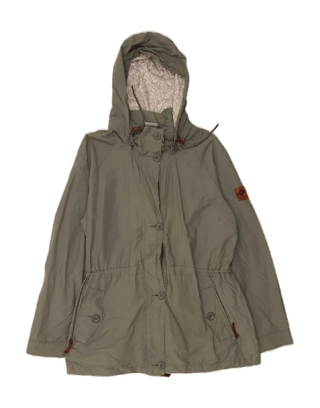 Earthy Tones COLUMBIA Womens Hooded Parka Jacket UK 18 XL Green Cotton