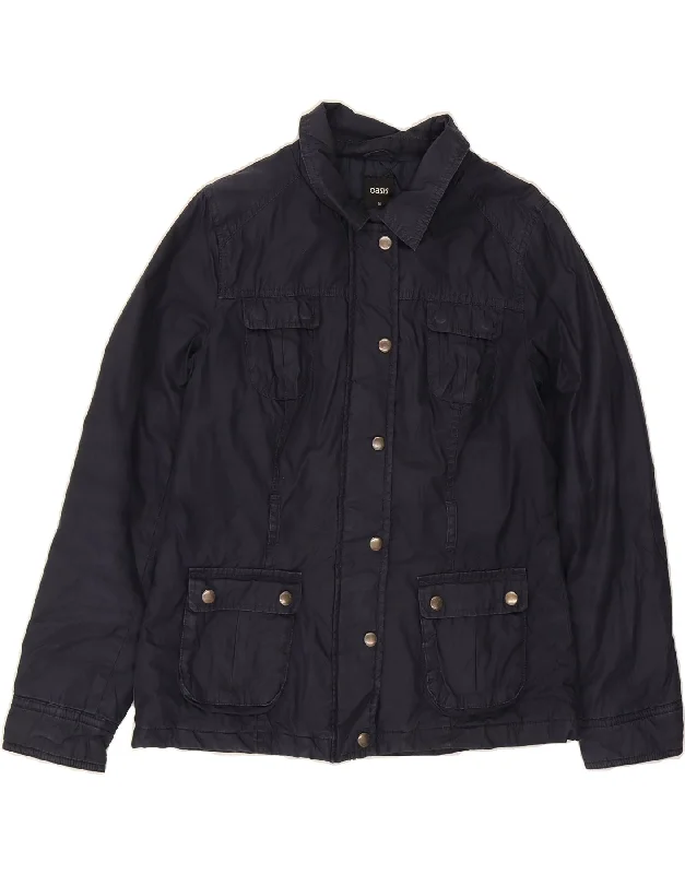 Comfortable Casual Women's Clothing OASIS Womens Utility Jacket UK 12 Medium Navy Blue Cotton