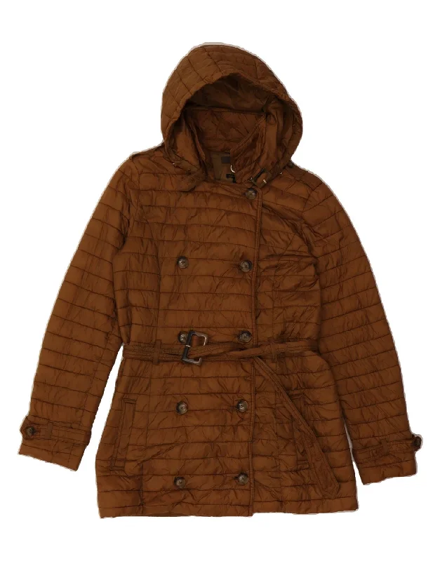 Women's Evening Wear MASSIMO DUTTI Womens Hooded Padded Coat UK 14 Medium Brown Polyester