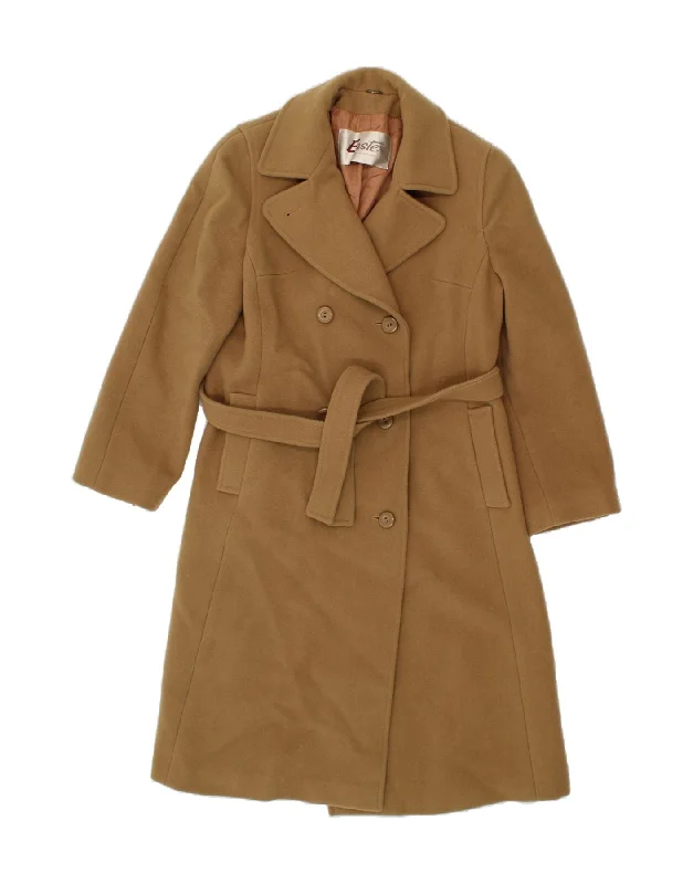 Women Clothing EASTEX Womens Double Breasted Coat UK 14 Medium Brown Wool