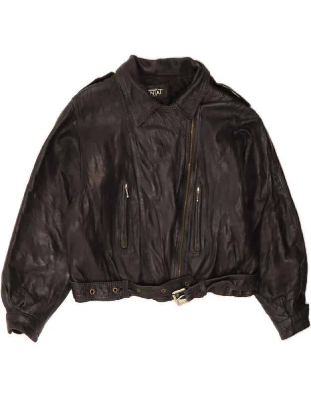 Women's Vacation Clothes VINTAGE Womens Crop Leather Jacket UK 16 Large Black