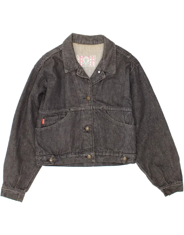 Women's Vacation Outfit Set CASSUCI Womens Crop Denim Jacket UK 16 Large Grey Cotton